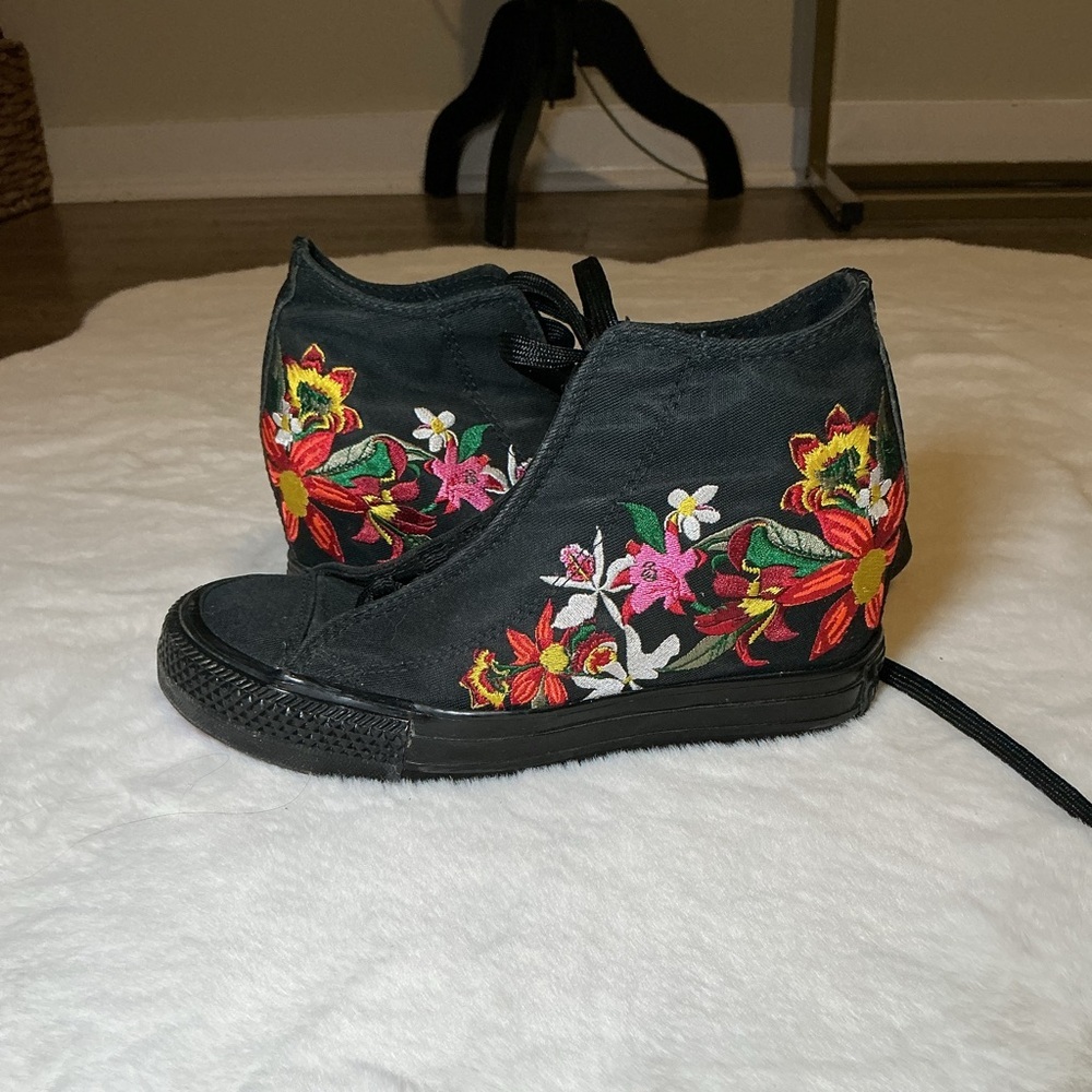Converse Floral Embroidered High-Top Sneakers